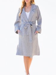 Belted Knit Cardigan - Heather Grey