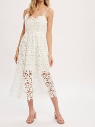 Crochet Lace Midi Dress - White
