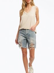 Essential Ribbed Stretch-Jersey Sleeveless Top - Oatmeal