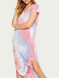 Tie-Dyed Stretch-Terry Maxi Dress - Pink/Blue
