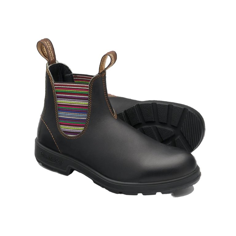 Unisex Round Toe Chelsea Boot In Brown/stripes