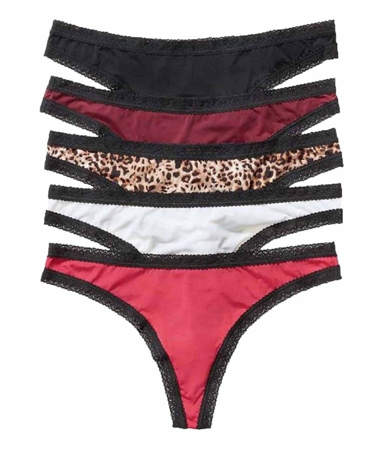 5 Pack Thong Pretty Little Panties In Multi - Multi