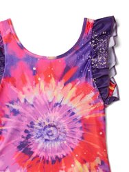 Bright Tie Dye Ruffle Swimsuit