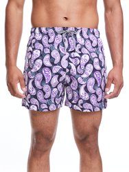FOS Paisley Shorts - Black Purple