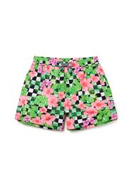 Kids Checker Flower Shorts - Multi