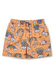 Kids Rainbows And Unicorns Shorts - Orange