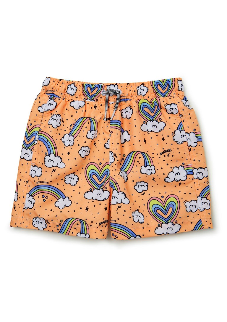 Kids Rainbows And Unicorns Shorts - Orange