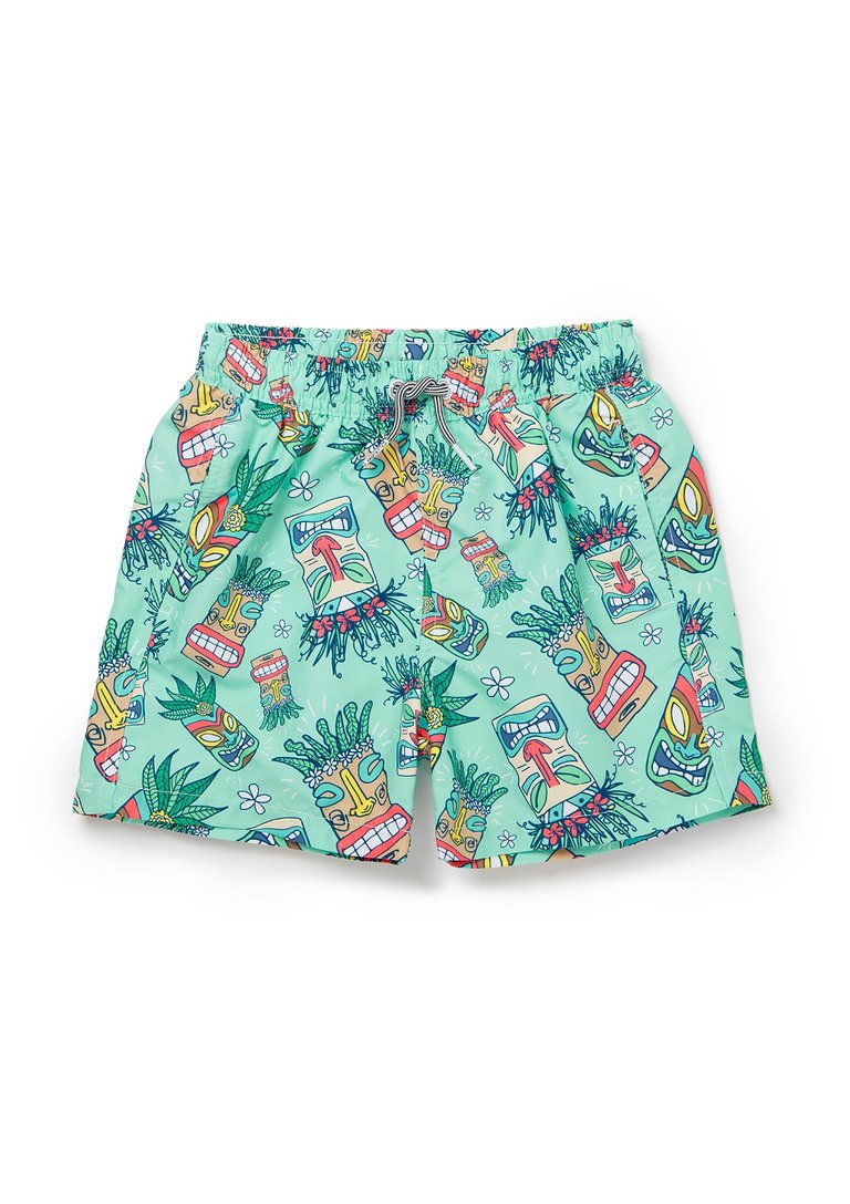 Kids Tiki Masks Shorts - Mint