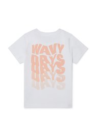 Kids Wavy Days Orange T-Shirt - White