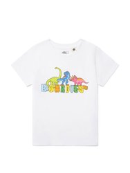 Kids White Vibrant Dino T-Shirt - White