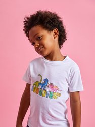 Kids White Vibrant Dino T-Shirt