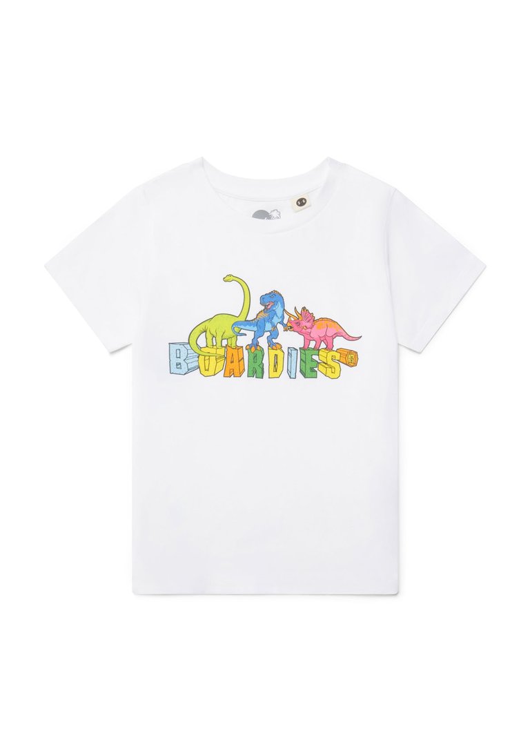 Kids White Vibrant Dino T-Shirt - White