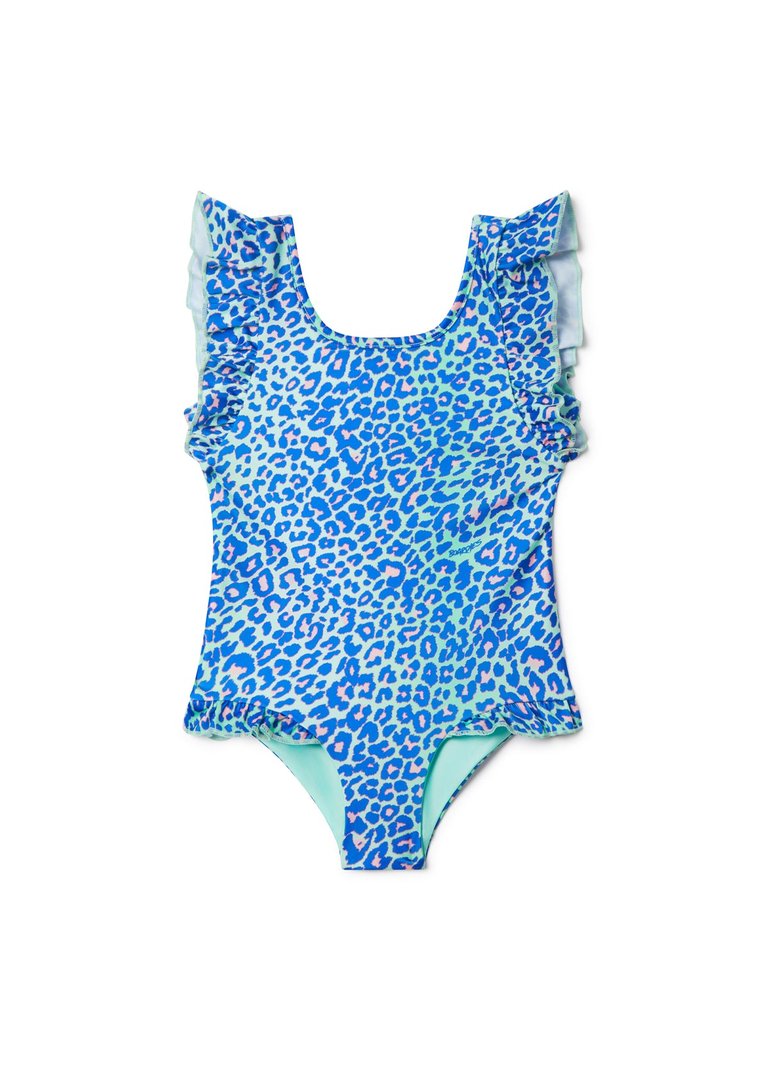 Lime Leopard Ruffle Swimsuit - Multi