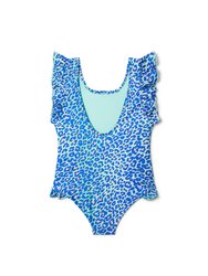 Lime Leopard Ruffle Swimsuit