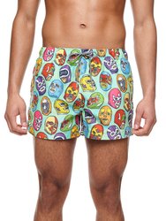 Lucha Libre Shortie Shorts - Green