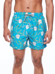 Palm Heads Shorts - Teal