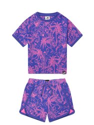 Palms Kids Co-Ord T-Shirt & Shorts Set - Blue