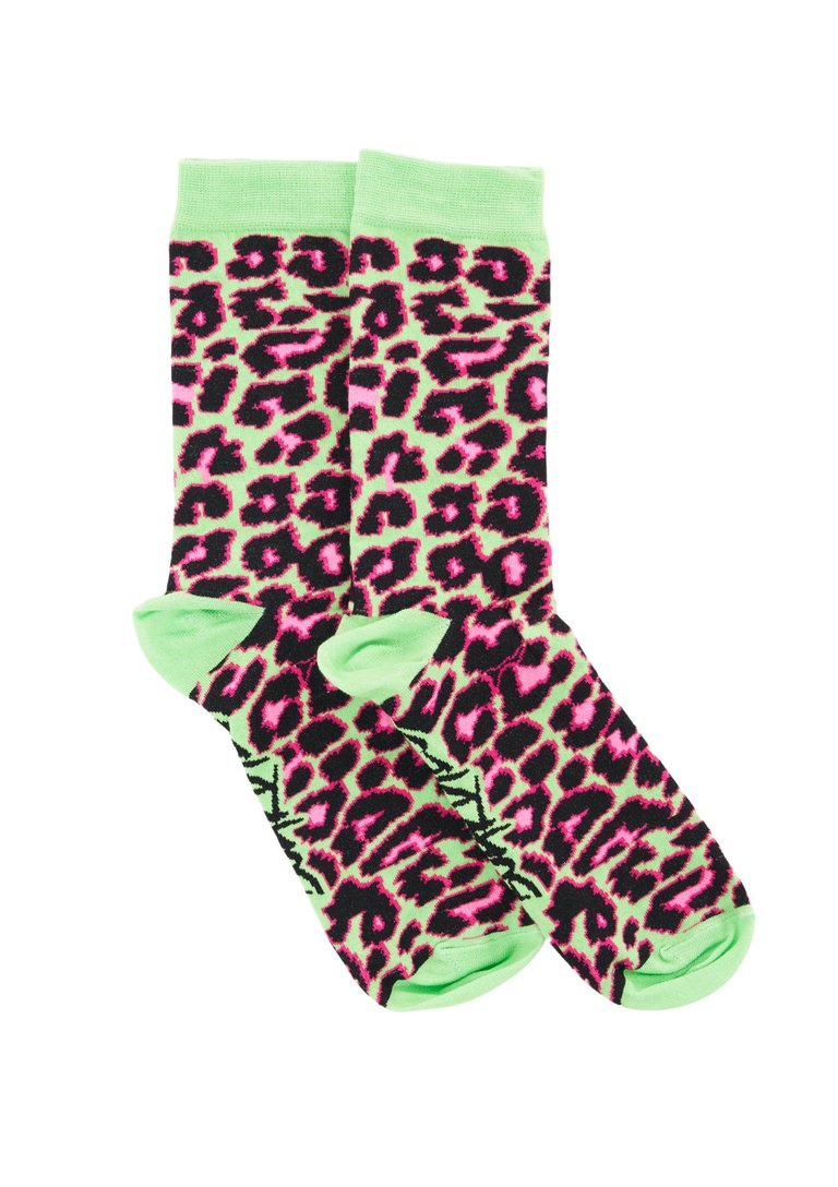 Tropical Cheetah Socks - Green