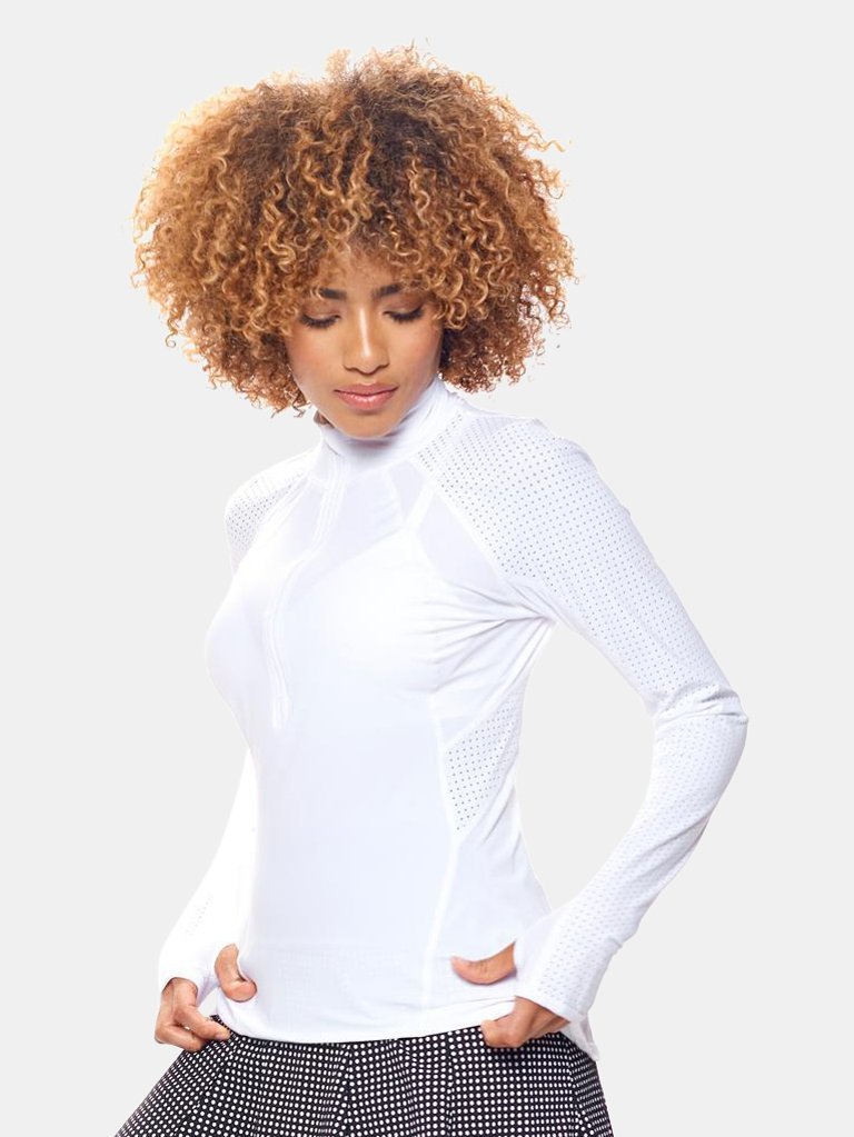 Grace 1/2 Zip Top - Cloud White