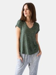 Beth Shortsleeve V-Neck w/ Star Embroidery