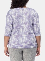 Cat Plus 3/4 Sleeve Tie Dye Top