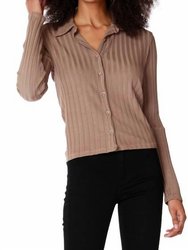 Collared Button Down Tee - Hazelnut