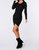 Long Sleeve Side Shirred Dress - Black