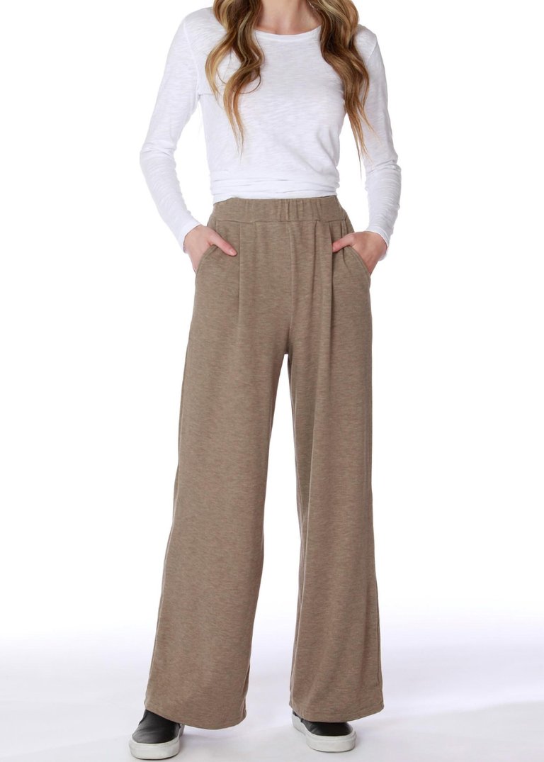 Wide Leg Pleated Pant - Taupe