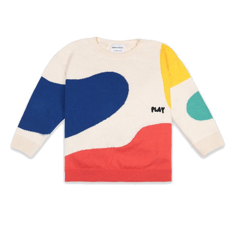 White Colorful Play Sweater - White