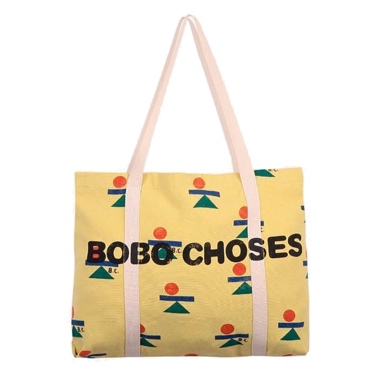 Yellow Geometric Logo Tote - Yellow