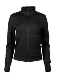 Women's Half Zip Fleece Lined Jacket - Black