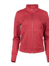 Women's Half Zip Fleece Lined Jacket - Burgundy