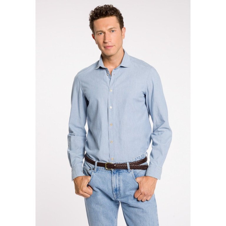 Light Sky Blue Cotton Washed Shirt - Light Sky Blue