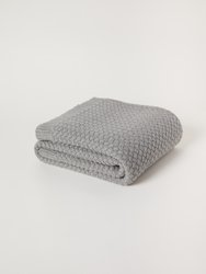 Chunky Knit Organic Cotton Throw Blanket - Heathered Grey