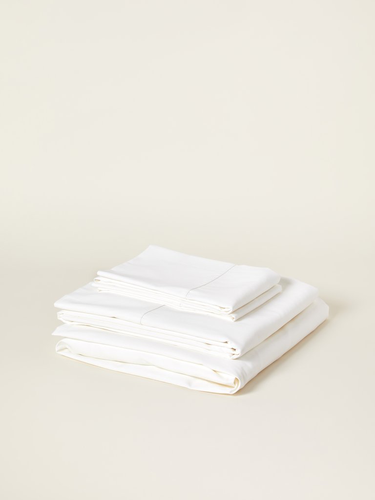 Solid Hemmed Organic Cotton Sheet Set - White