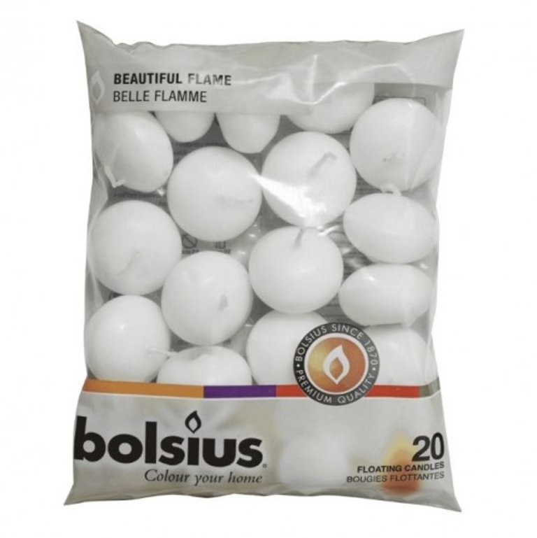 Bolsius Floating Candles (Pack Of 20) (White) (1.8in)