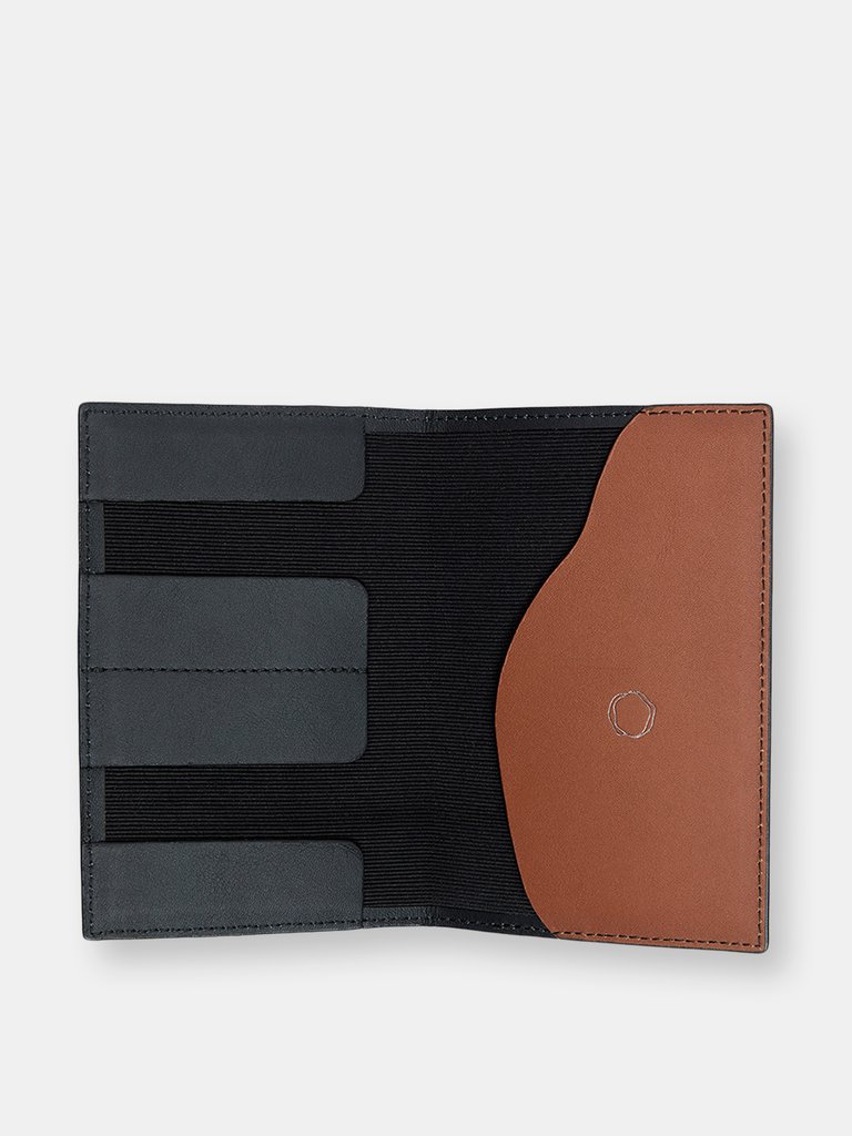 Traveller Passport Holder - Leather: Black + Brown, Hardware: Black Nickel, Lining: Black