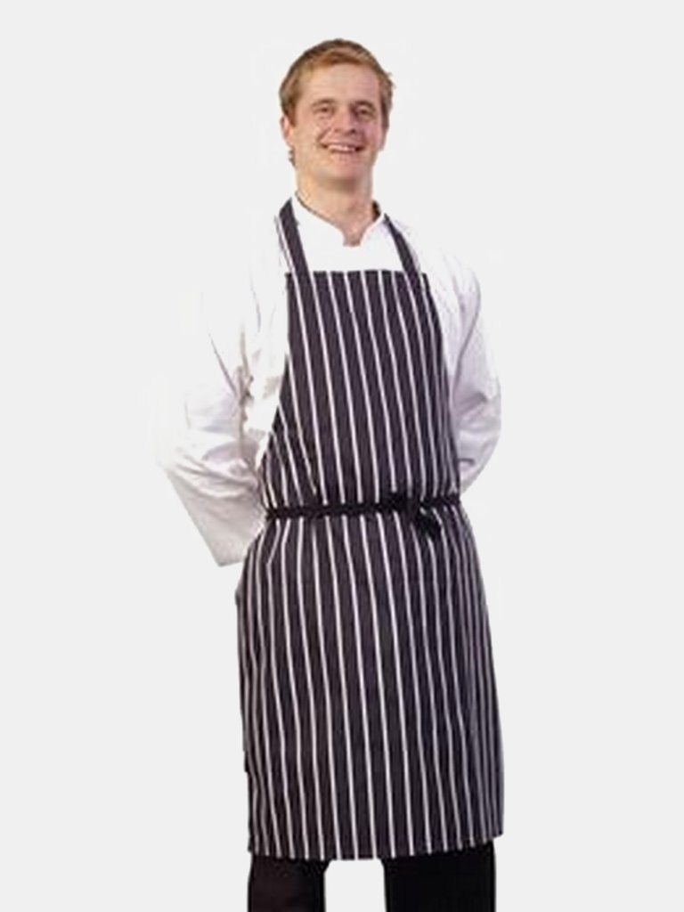 BonChef Butcher Full Length Apron (Navy/White) (One Size) (One Size) (One Size) - Navy/White