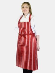 BonChef Butcher Full Length Apron (Pack of 2) (Red/White) (One Size) (One Size) - Red/White