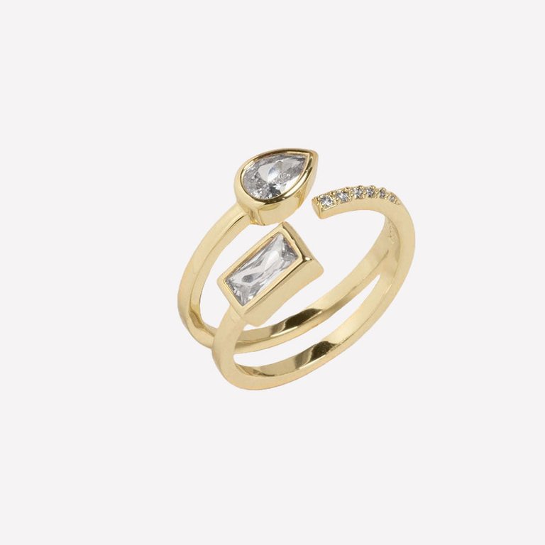 Ambroise Floating Crystal Ring - Gold