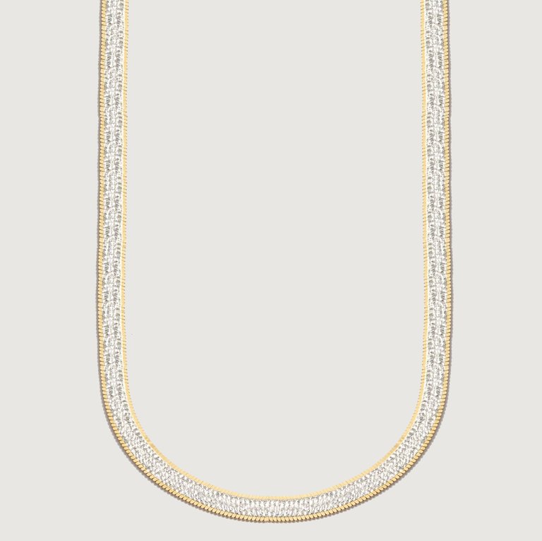 Cassie Italian Gold Herringbone Necklace - Gold
