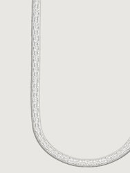 Cassie Italian Silver Herringbone Necklace - Silver