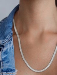 Cassie Italian Silver Herringbone Necklace