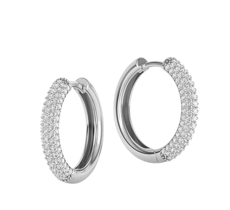 Coco Mini Huggie Hoop Earrings - 18K Rhodium Plated