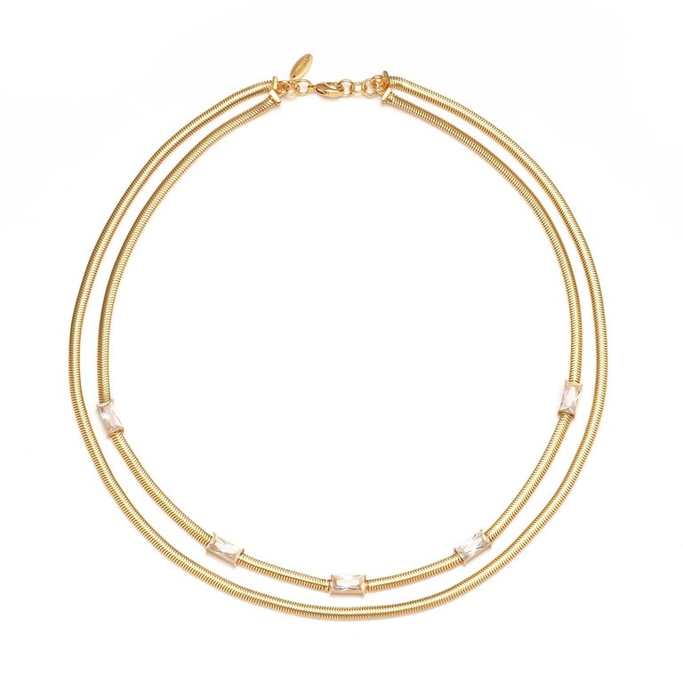 Delphine Layered Snake Chain Necklace - Gold