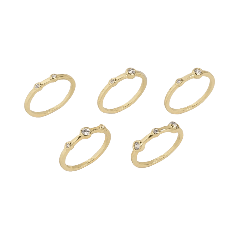 Diana Ring 5 Piece Set - Gold Plated 