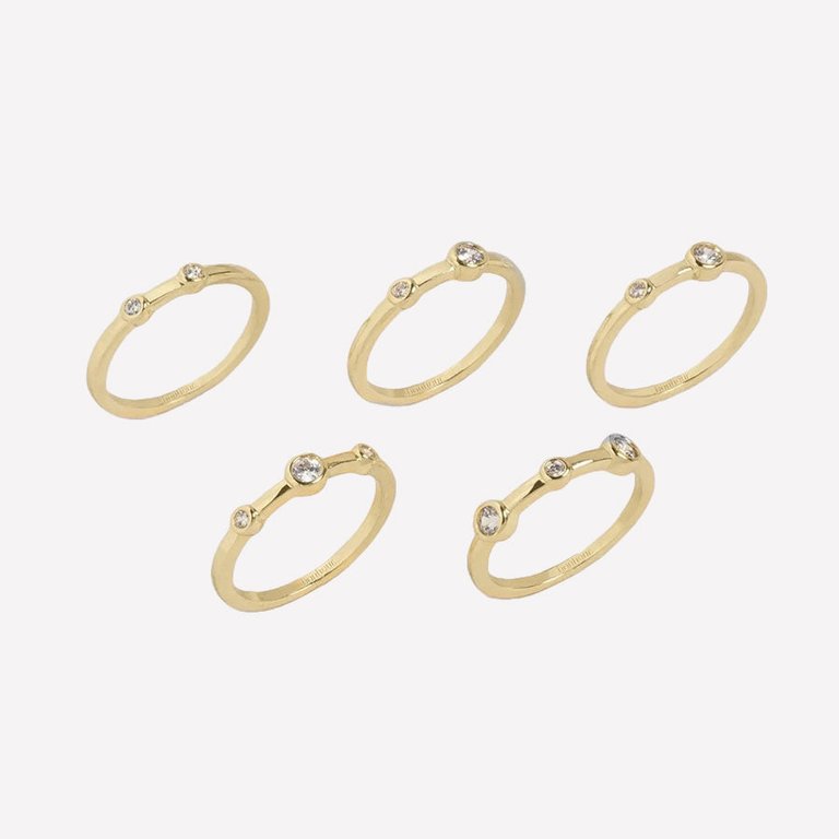 Diana Ring 5 Piece Set - Rose Gold plated