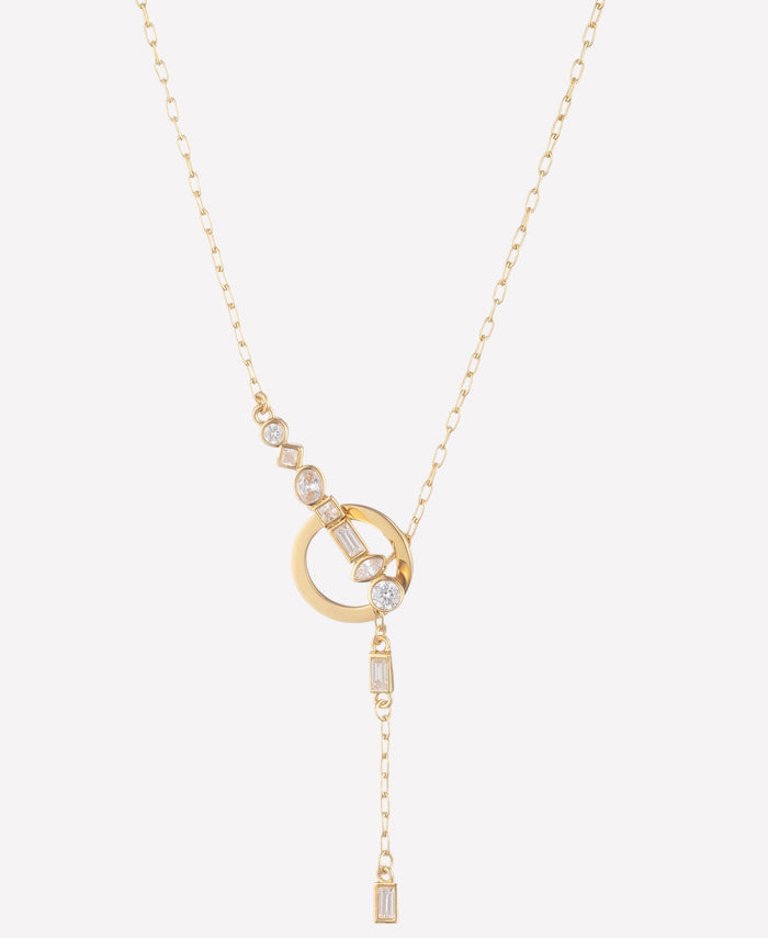 Federica Gold Circle Lariat Necklace