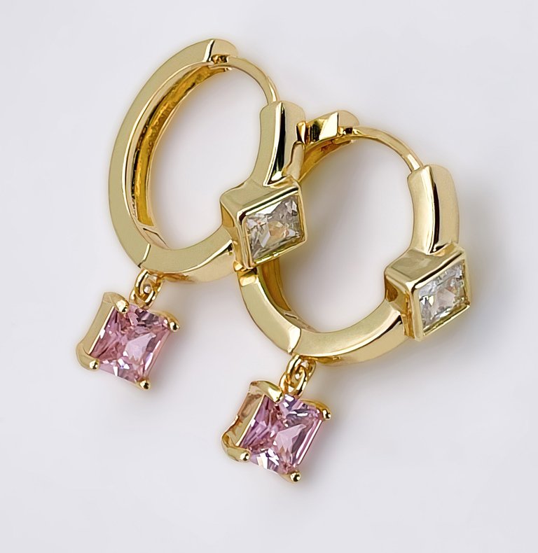 Giselle Small Hoop Charm Earrings - Gold