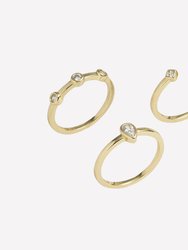 Louise 3 Piece Stackable Ring Set - Gold Plated